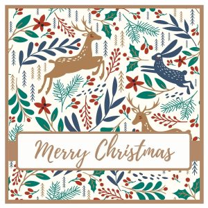 Christmas Card - Deer & Hare - Brown