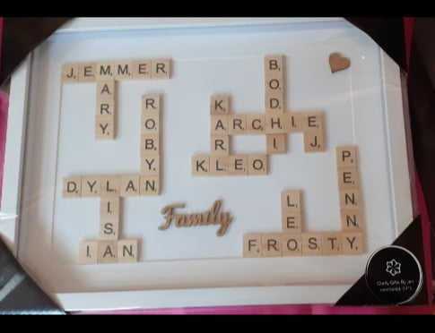 Large Scrabble Family Name Frame