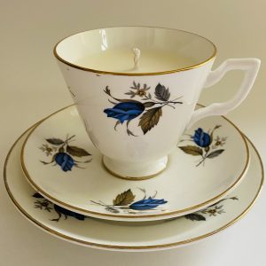 Teacup Candle - Blue Rose Royal Stuart Fine Bone China