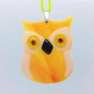 fused-glass baby owl suncatcher