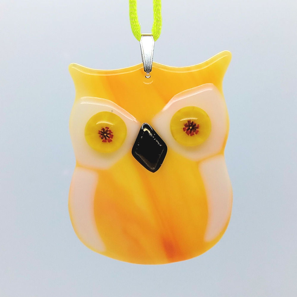 fused-glass baby owl suncatcher