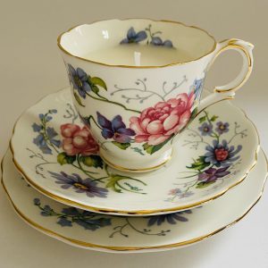 Teacup Candle - Pink & Purple Crown Staffordshire China