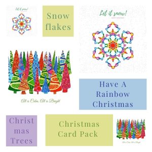 Christmas Card 4 Pack Rainbows