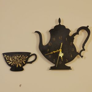 Kitchen Wall Clock - Floral Kettle And Cup