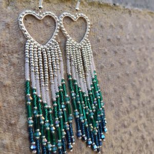 Shaded Emerald Heart Earrings