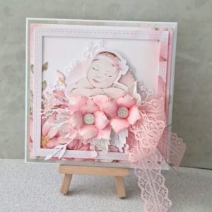 Baby girl Arrival Elegant Handmade Card