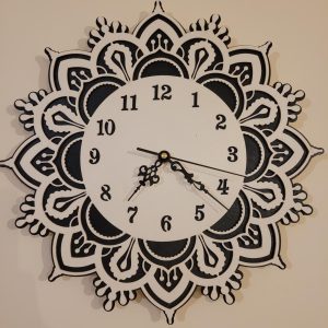 Black And White Floral Wall Clock