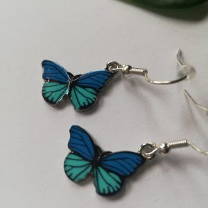Two Tone Green/Blue Butterfly Earrings