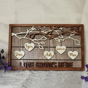 Family Tree Hanging Hearts Frame