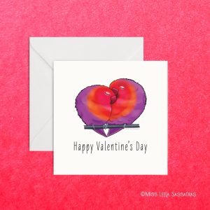 image of a card with two love birds snuggling and happy valentines day written underneath