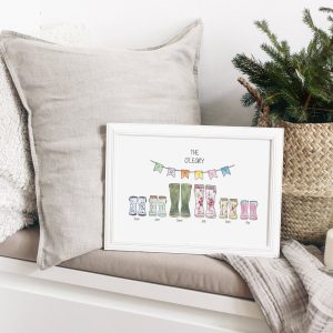 Personalised Family Welly Boot Framed Print