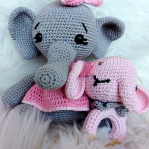 Pink Elephant and Rattle Set