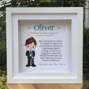 As Cute as a Button Personalised Framed Prints communion boy