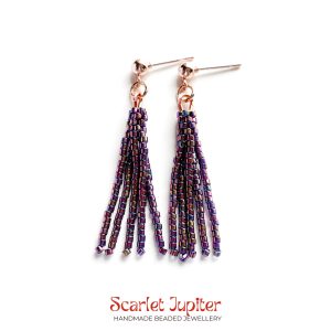 Purple Iris Fringe Earrings