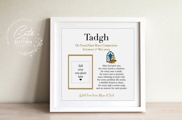As Cute as a Button Personalised Framed Prints communion photo frame