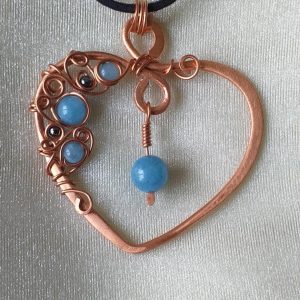 Bare Copper Wire Heart Pendant