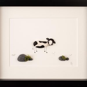 Dairy Cow Framed Pebble Art