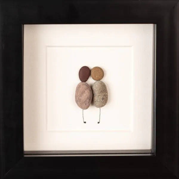 Small Couple Pebble Art Frame
