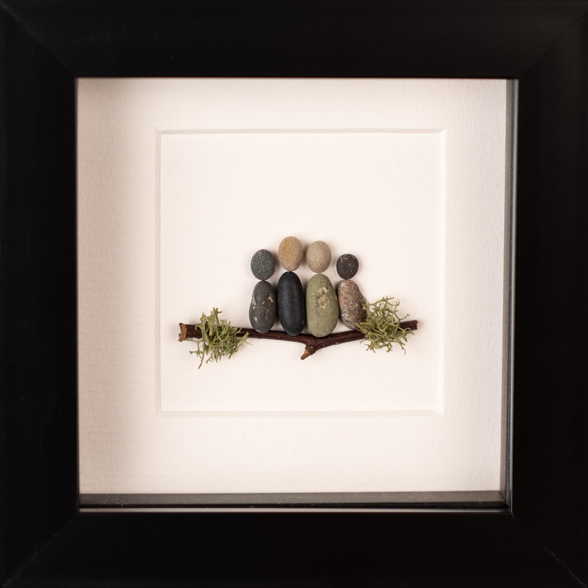 Small family pebble art frame