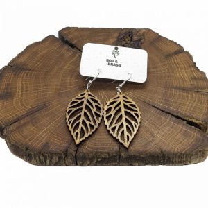 Wooden Leaf Cutout Earrings