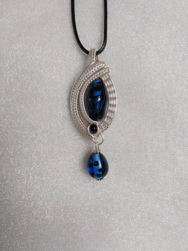 Blue Glass Drop Pendant Necklace