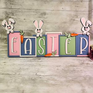 Bunny Spring Farmhouse Easter Shelf Sign