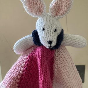 Pinky Bunny Handknitted Comforter
