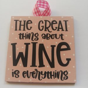 Wine Small Wooden Pink Sign