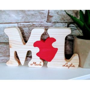 Personalised Wooden Monogram Letters with Heart